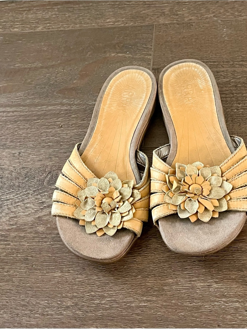 Array Floral Slide Mules in Beige and Taupe